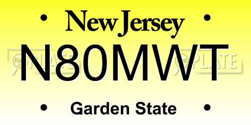 N80MWT New Jersey License Plate