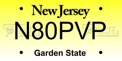 N80PVP New Jersey License Plate