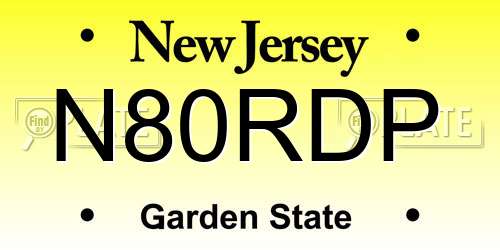 N80RDP New Jersey License Plate