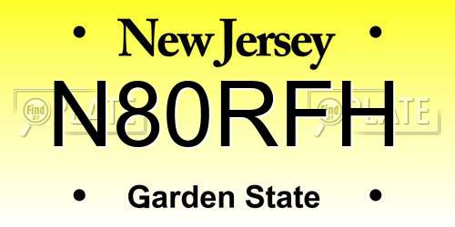 N80RFH New Jersey License Plate