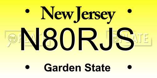 N80RJS New Jersey License Plate