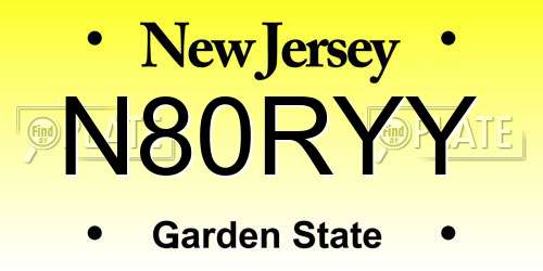 N80RYY New Jersey License Plate