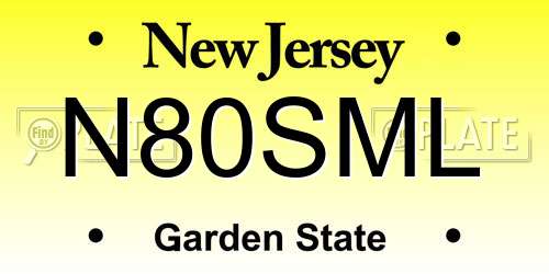N80SML New Jersey License Plate