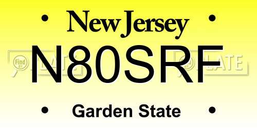 N80SRF New Jersey License Plate