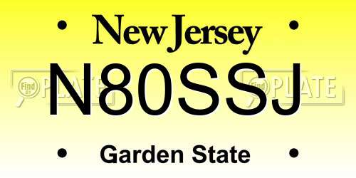 N80SSJ New Jersey License Plate