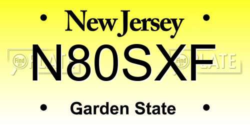N80SXF New Jersey License Plate