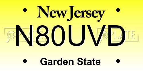 N80UVD New Jersey License Plate
