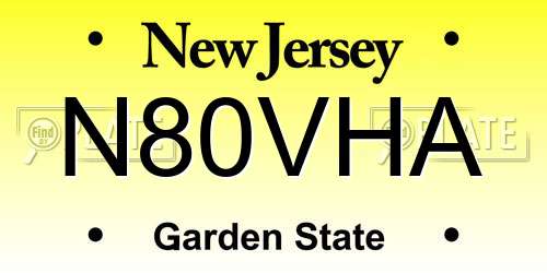 N80VHA New Jersey License Plate