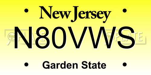 N80VWS New Jersey License Plate