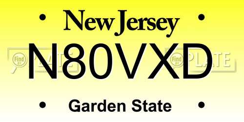 N80VXD New Jersey License Plate