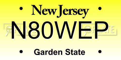 N80WEP New Jersey License Plate