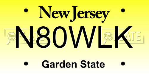 N80WLK New Jersey License Plate