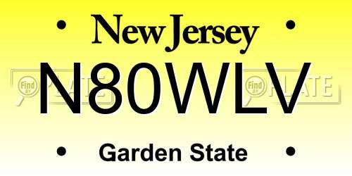 N80WLV New Jersey License Plate