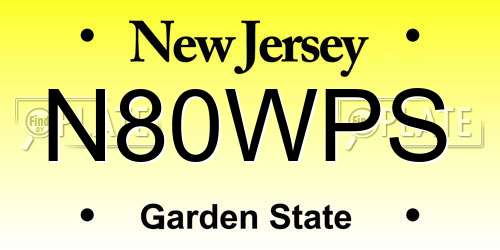 N80WPS New Jersey License Plate