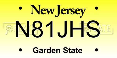 N81JHS New Jersey License Plate