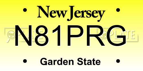 N81PRG New Jersey License Plate
