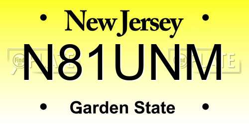 N81UNM New Jersey License Plate