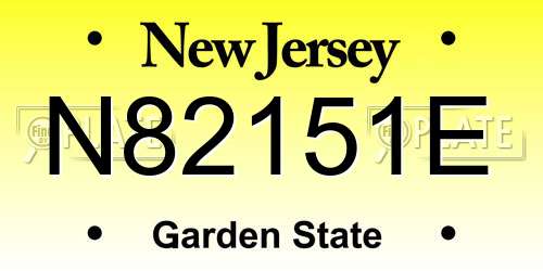 N82151E New Jersey License Plate