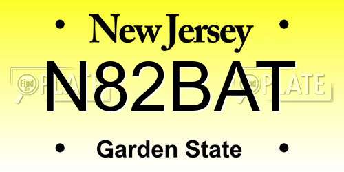 N82BAT New Jersey License Plate