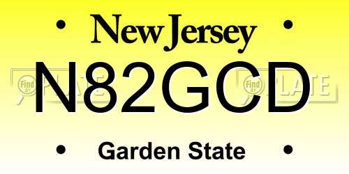 N82GCD New Jersey License Plate