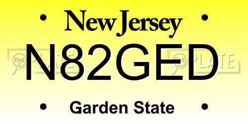N82GED New Jersey License Plate