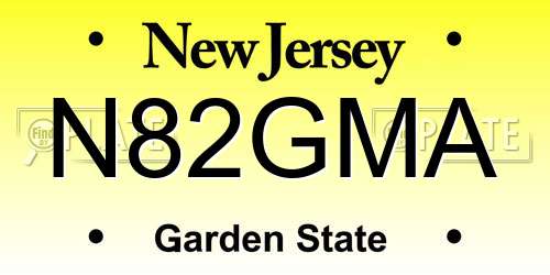 N82GMA New Jersey License Plate
