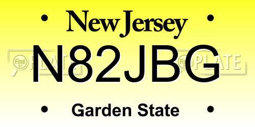 N82JBG New Jersey License Plate
