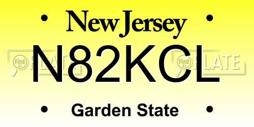 N82KCL New Jersey License Plate