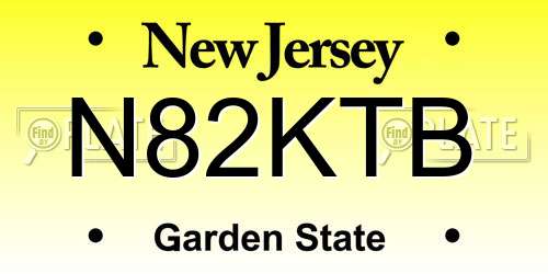 N82KTB New Jersey License Plate