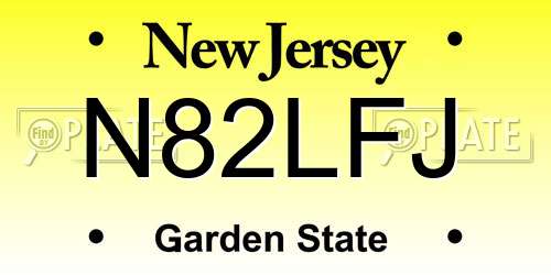 N82LFJ New Jersey License Plate
