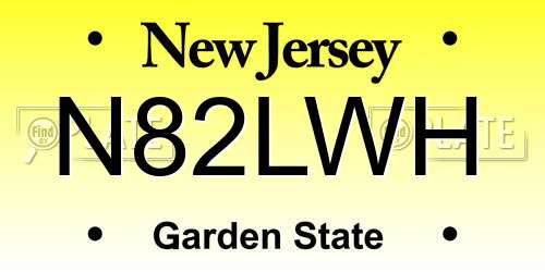 N82LWH New Jersey License Plate