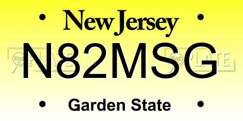 N82MSG New Jersey License Plate