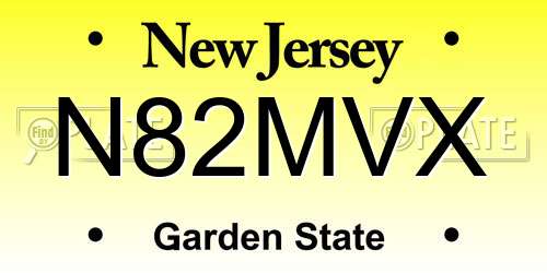 N82MVX New Jersey License Plate