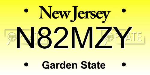 N82MZY New Jersey License Plate