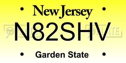 N82SHV New Jersey License Plate