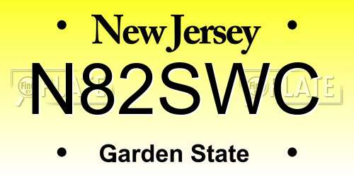 N82SWC New Jersey License Plate
