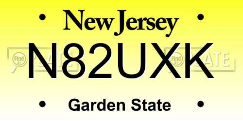 N82UXK New Jersey License Plate