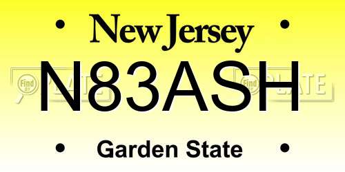 N83ASH New Jersey License Plate