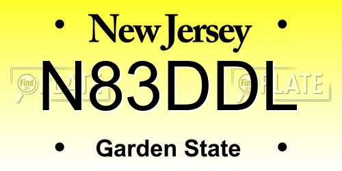 N83DDL New Jersey License Plate