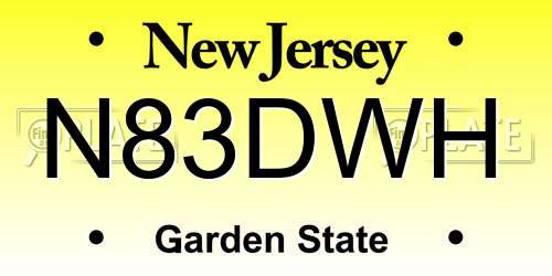 N83DWH New Jersey License Plate
