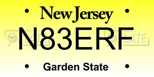 N83ERF New Jersey License Plate