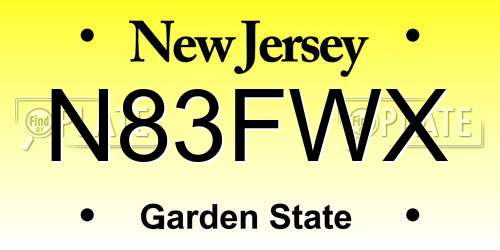 N83FWX New Jersey License Plate