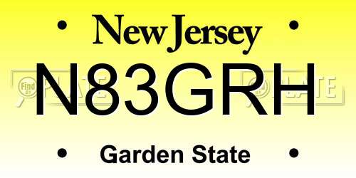 N83GRH New Jersey License Plate