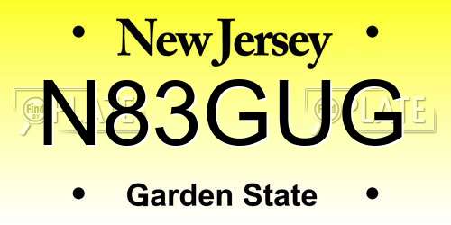 N83GUG New Jersey License Plate