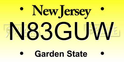 N83GUW New Jersey License Plate
