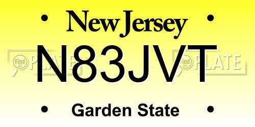 N83JVT New Jersey License Plate