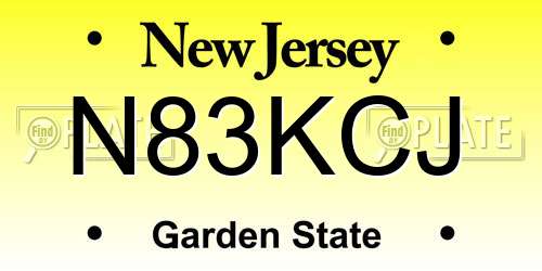 N83KCJ New Jersey License Plate