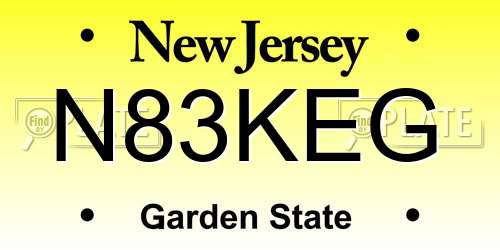 N83KEG New Jersey License Plate