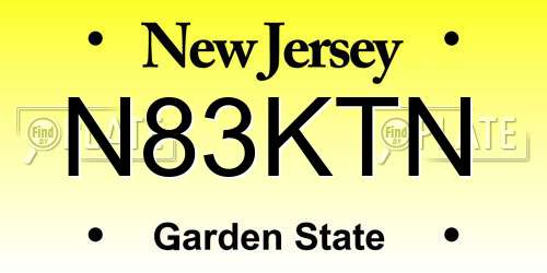 N83KTN New Jersey License Plate