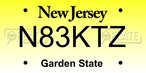 N83KTZ New Jersey License Plate